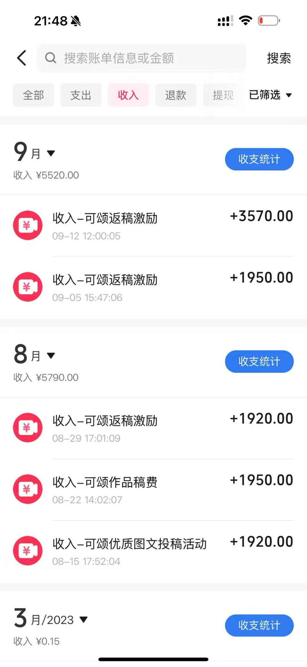 科迷的收入证明